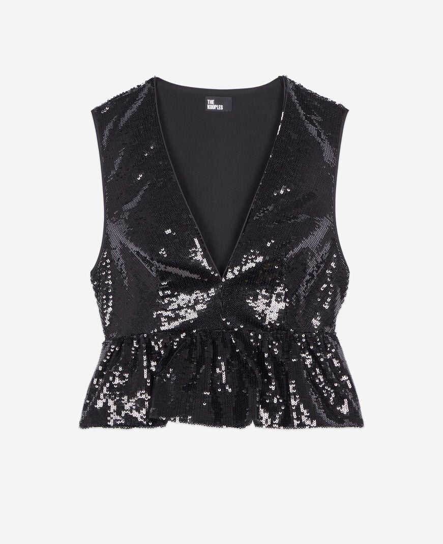 The Kooples DAMEN BLACK STONE top mit pailletten schwarz