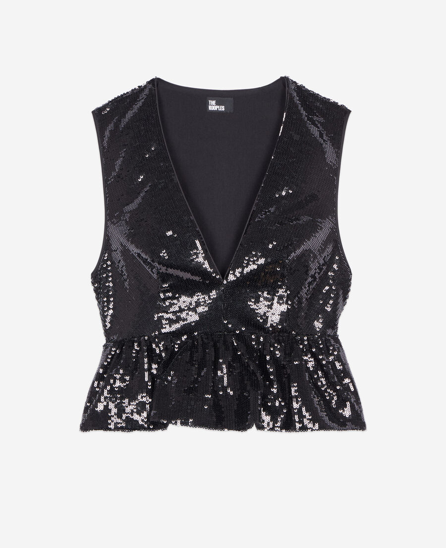 The Kooples WOMEN BLACK STONE black sequin top