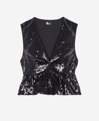 The Kooples DAMEN BLACK STONE top mit pailletten schwarz