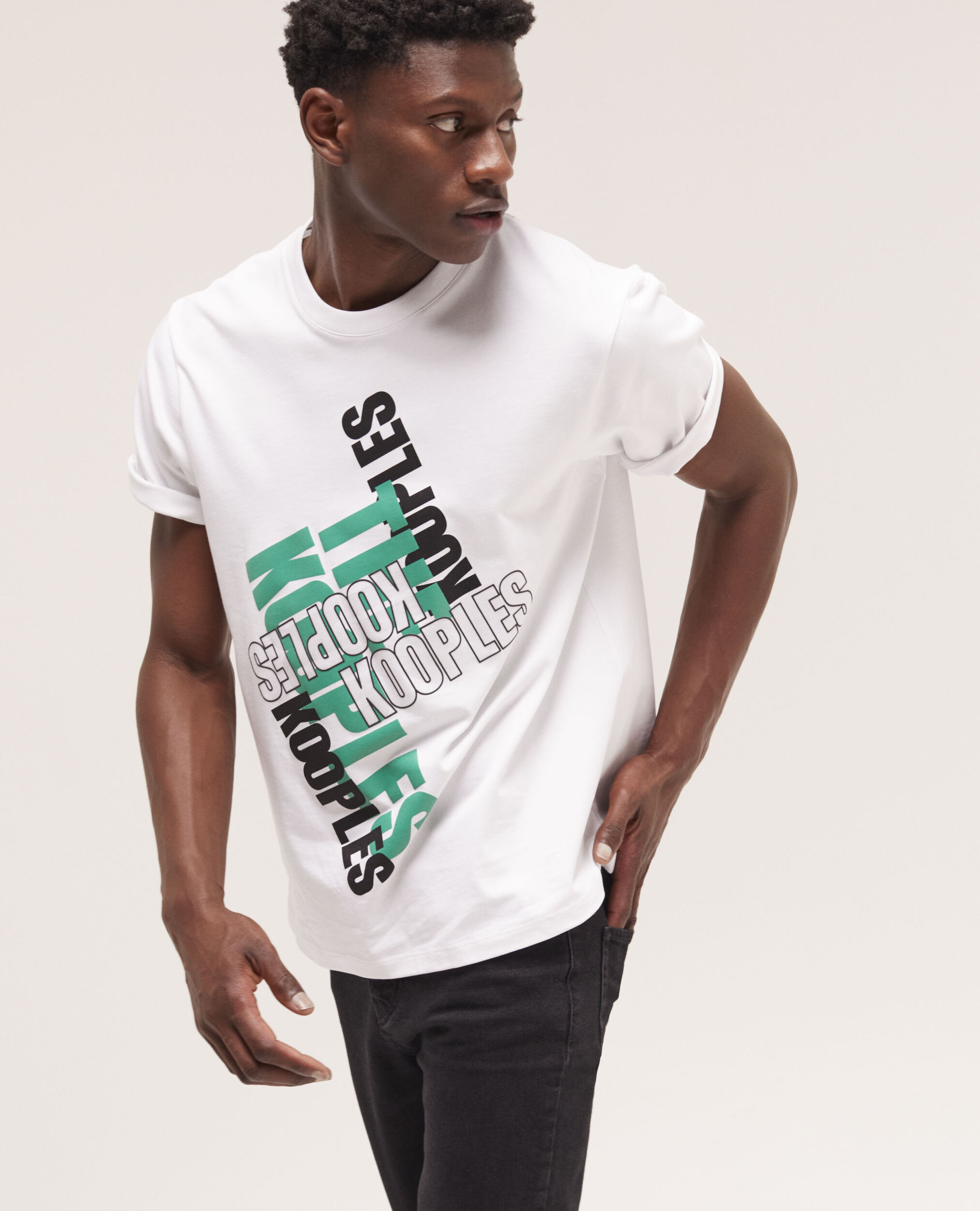 T-shirt Homme logo The Kooples blanc, GREEN-WHITE, hi-res image number null