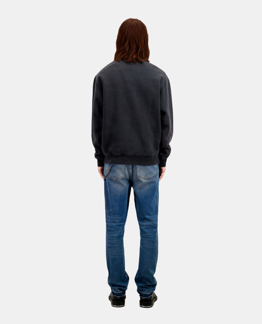 The Kooples HERREN BLACK WASHED herren schwarzes sweatshirt mit „wolf“-siebdruck