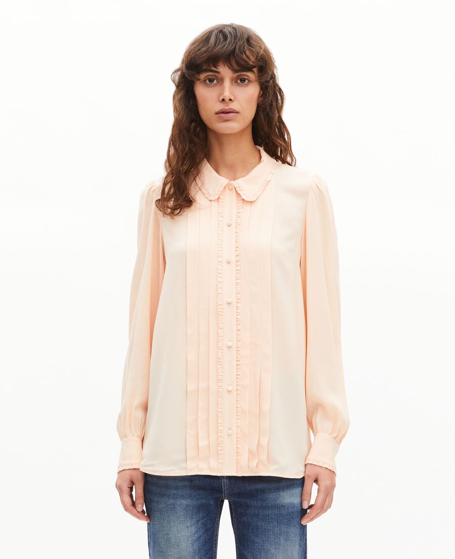 The Kooples DAMEN NUDE POUDRE hemd mit plissee-details pfirsich