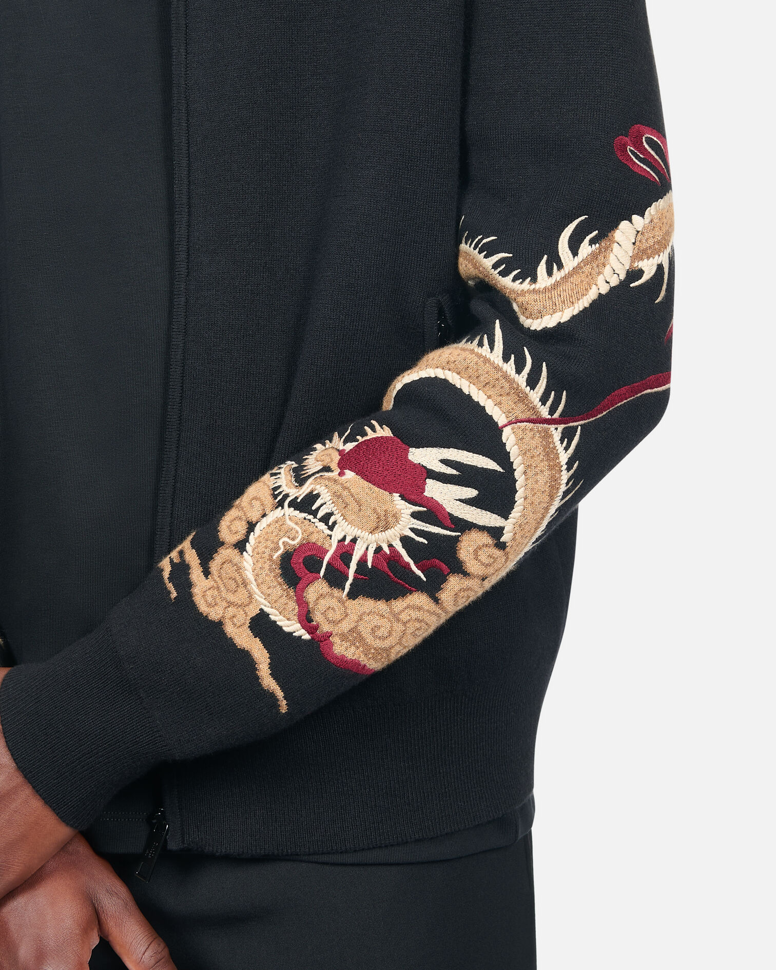 Cardigan en laine mélangée avec broderies, BLACK, hi-res image number null