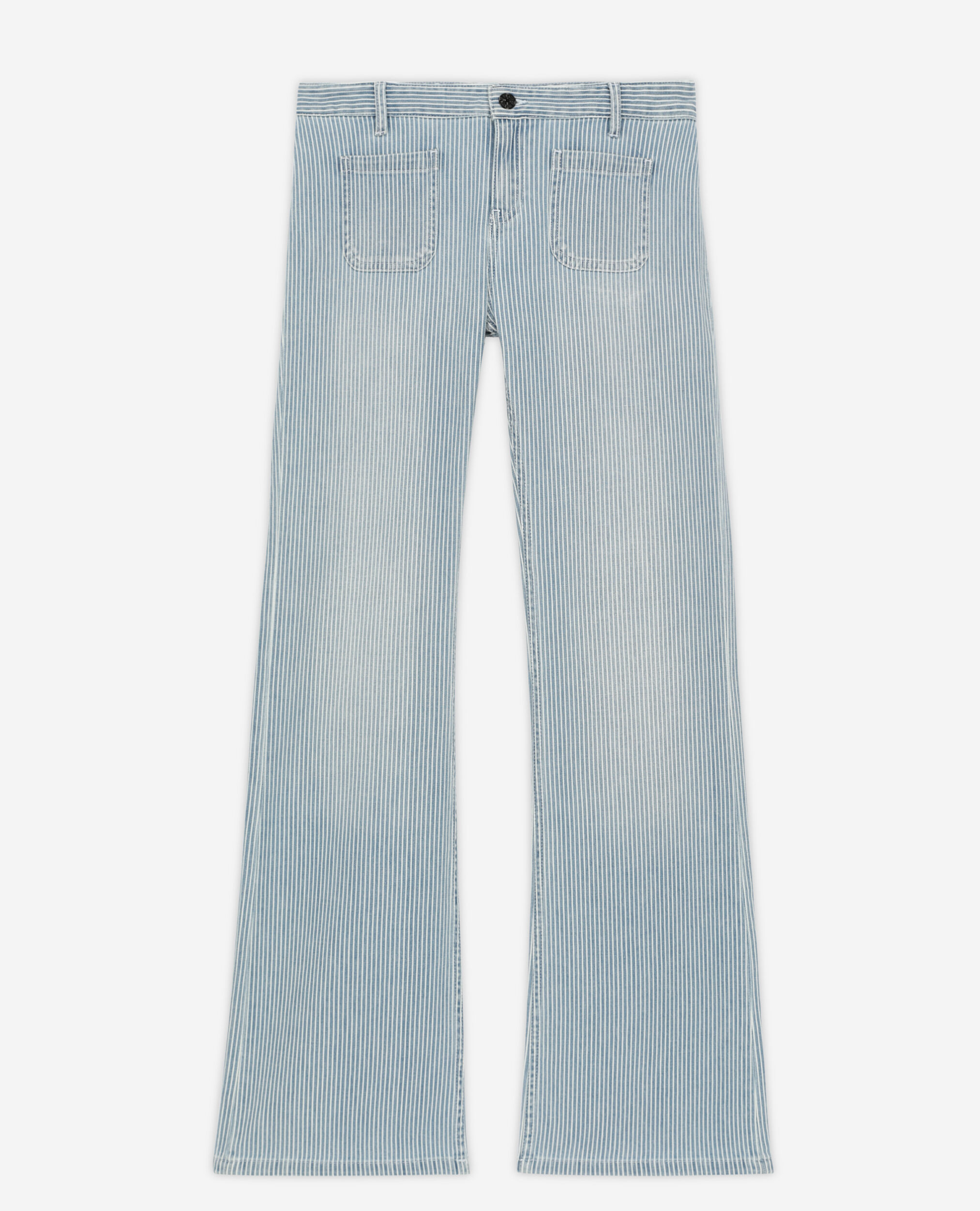 Weiß-blau gestreifte Jeans, BLUE DENIM, hi-res image number null