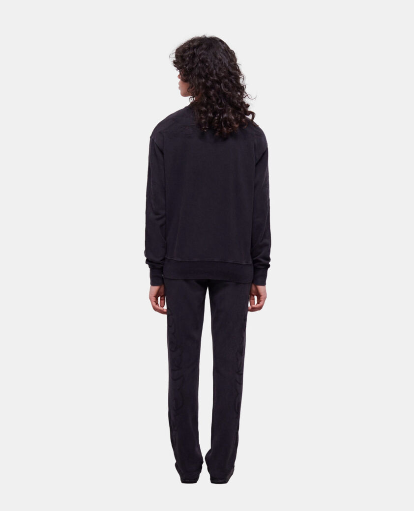 The Kooples WOMEN BLACK WASHED black sweatshirt with western-style embroidery