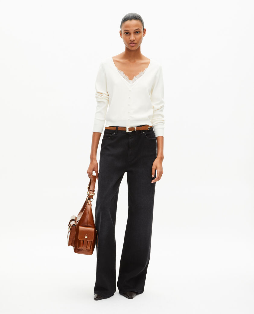 The Kooples WOMEN LIGHT BEIGE trompe l'oeil effect sweater with ecru lace