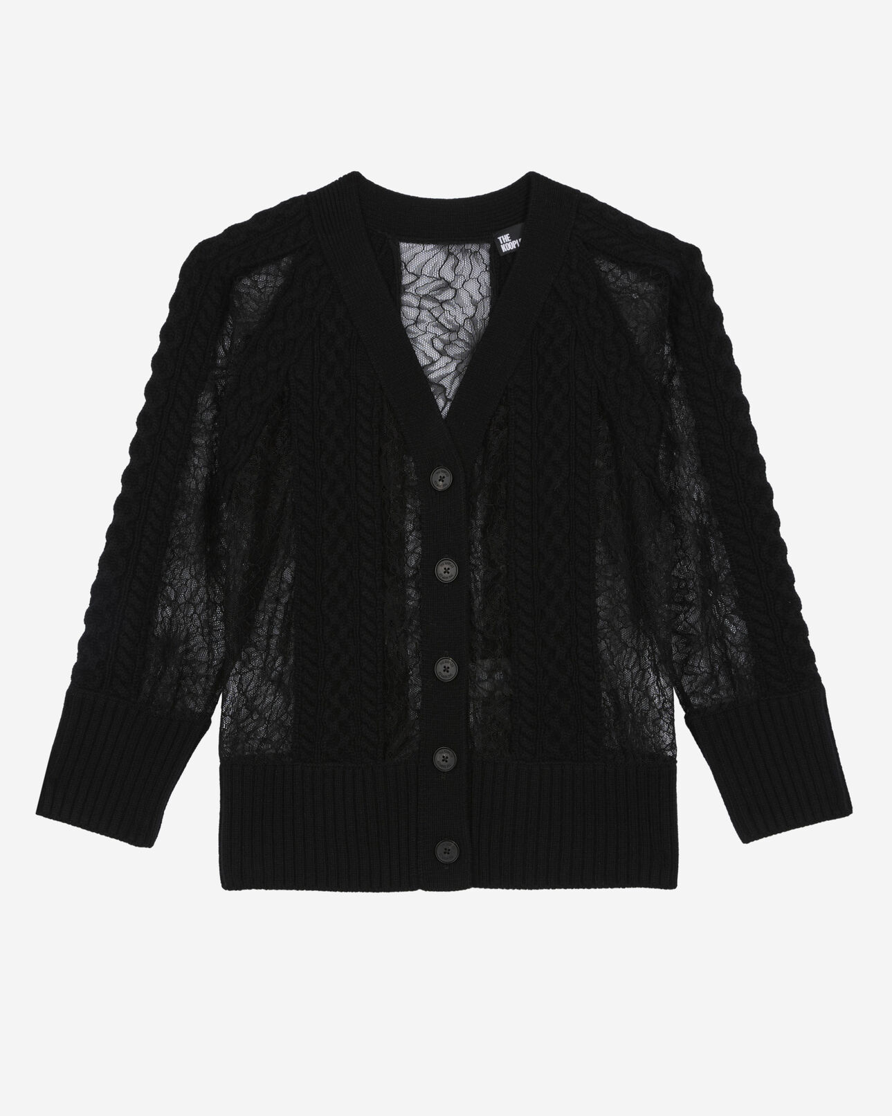 The Kooples WOMEN BLACK black wool and lace cardigan