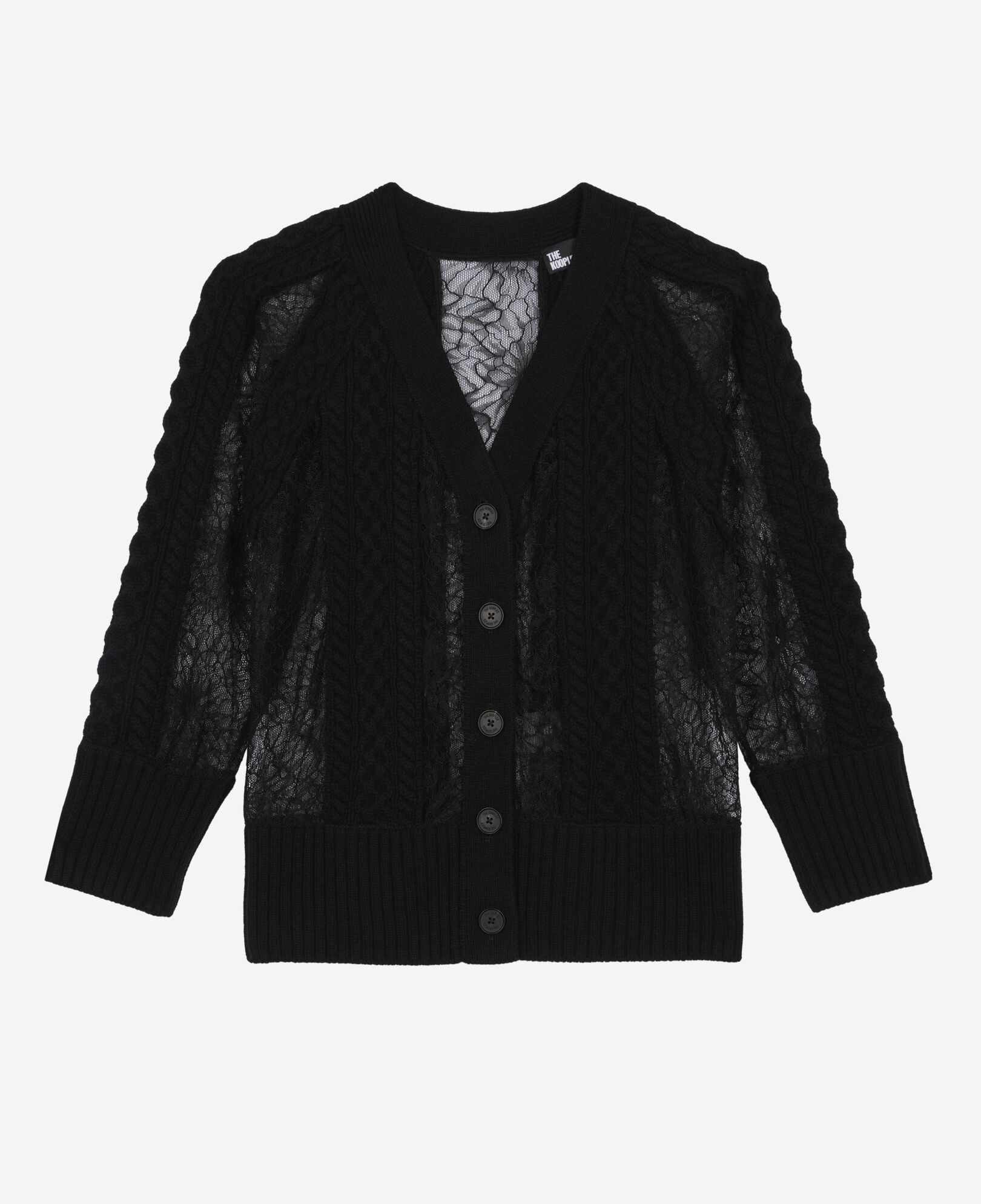 The Kooples WOMEN BLACK black wool and lace cardigan