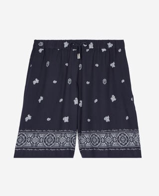 The Kooples HOMME NAVY / WHITE short imprimé bleu marine
