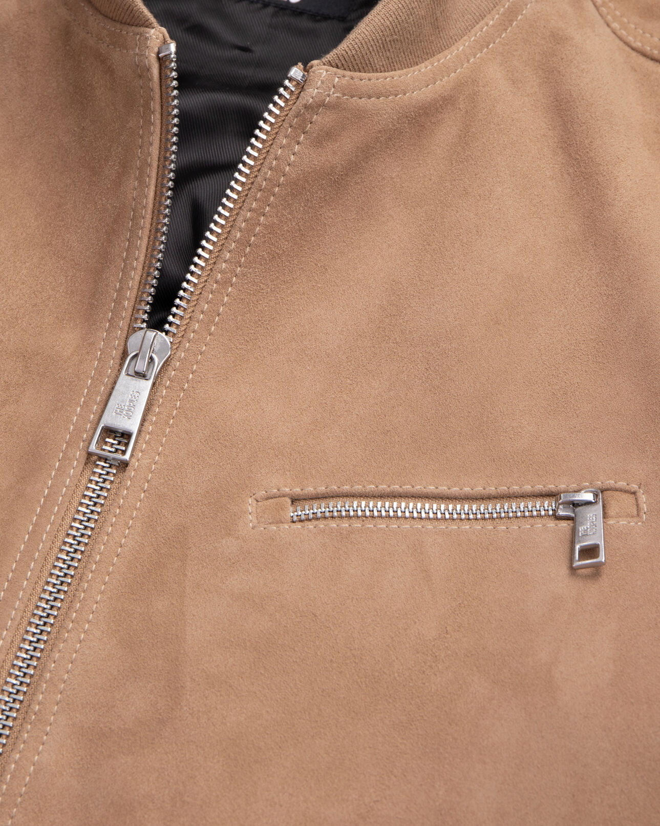 The Kooples HOMME BEIGE blouson avec zip en cuir suède beige