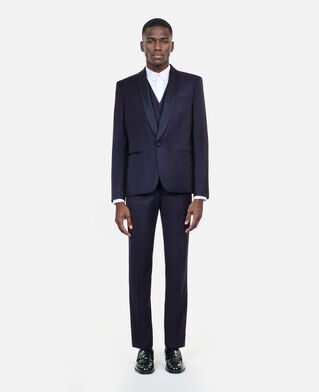 The Kooples HOMME NAVY veste de smoking en laine bleu marine coupe ajust&eacute;e