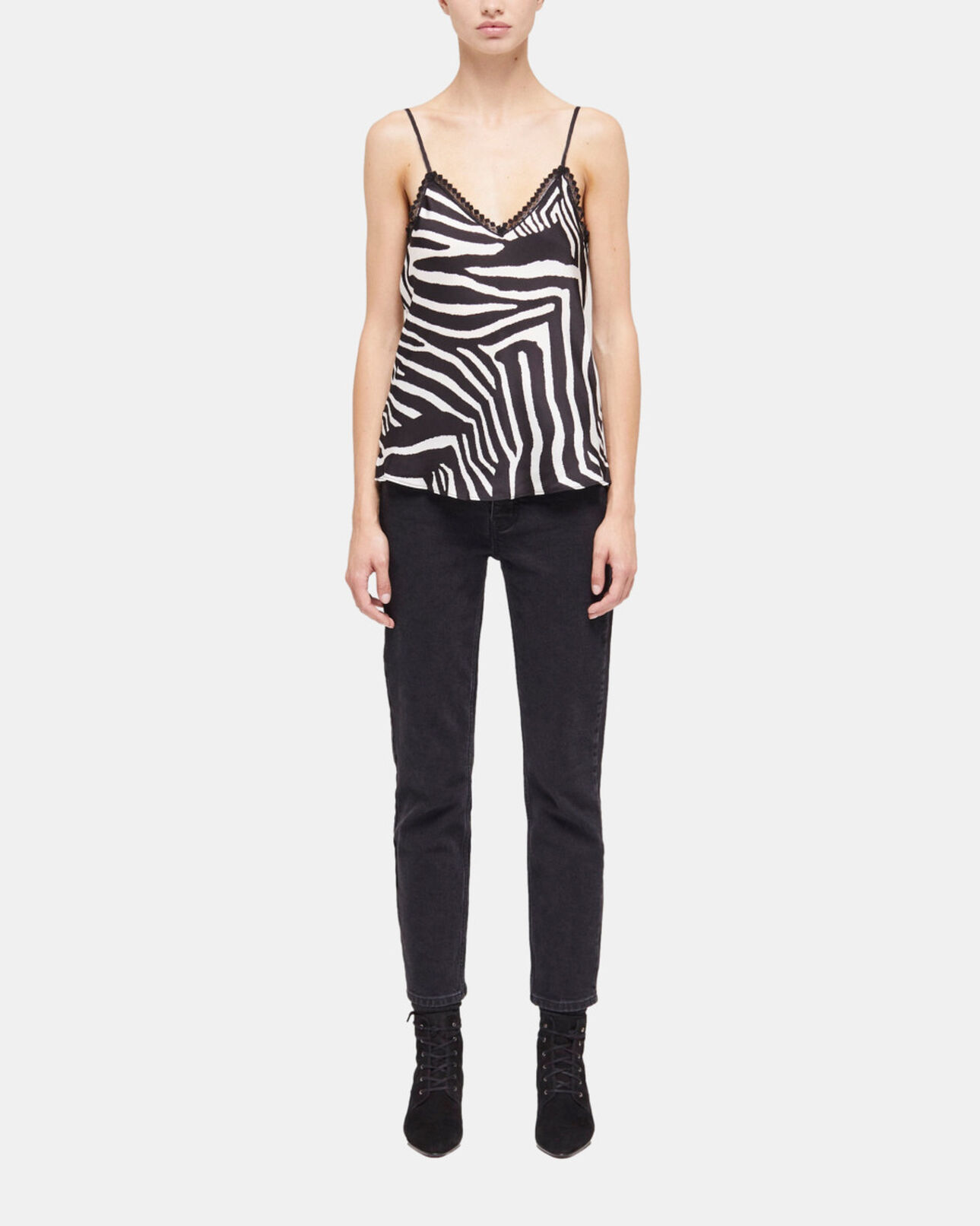 The Kooples WOMEN BLACK WHITE printed camisole