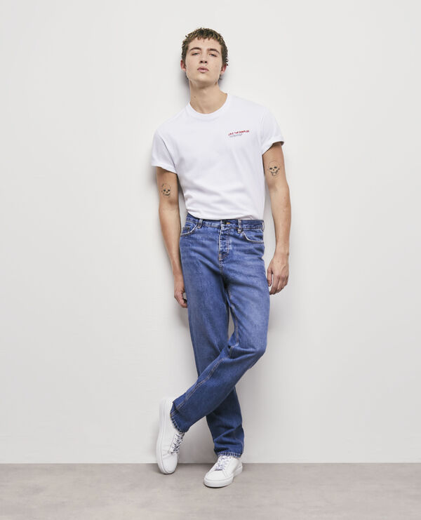 Blue straight-cut jeans