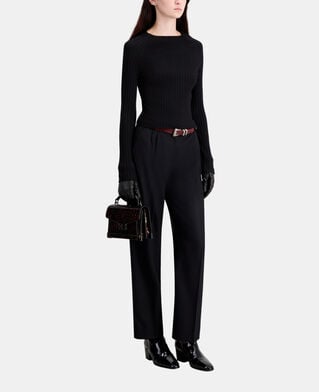 The Kooples DAMEN BLACK schwarzer pullover mit gerippten details