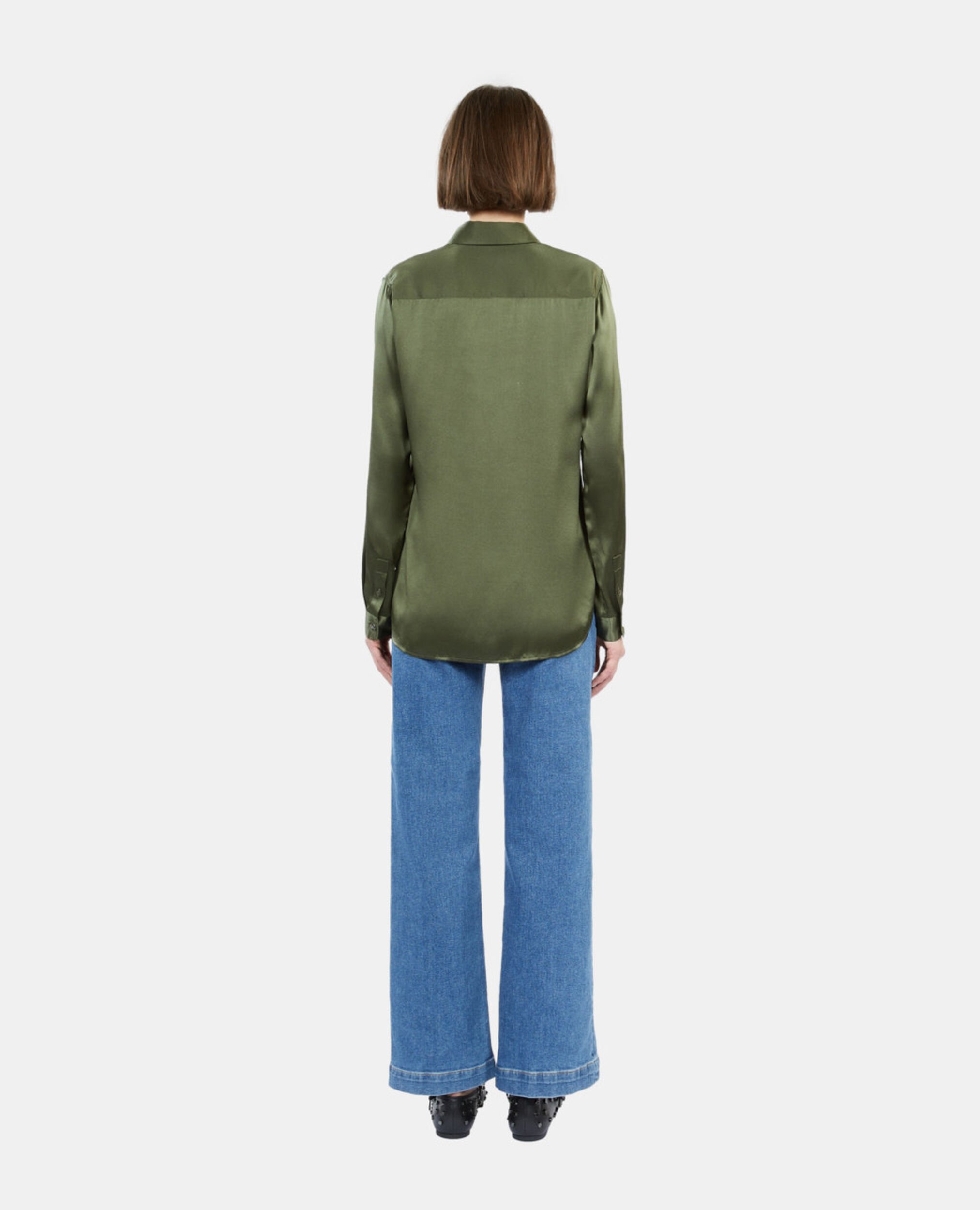 Khaki silk shirt, KAKI, hi-res image number null