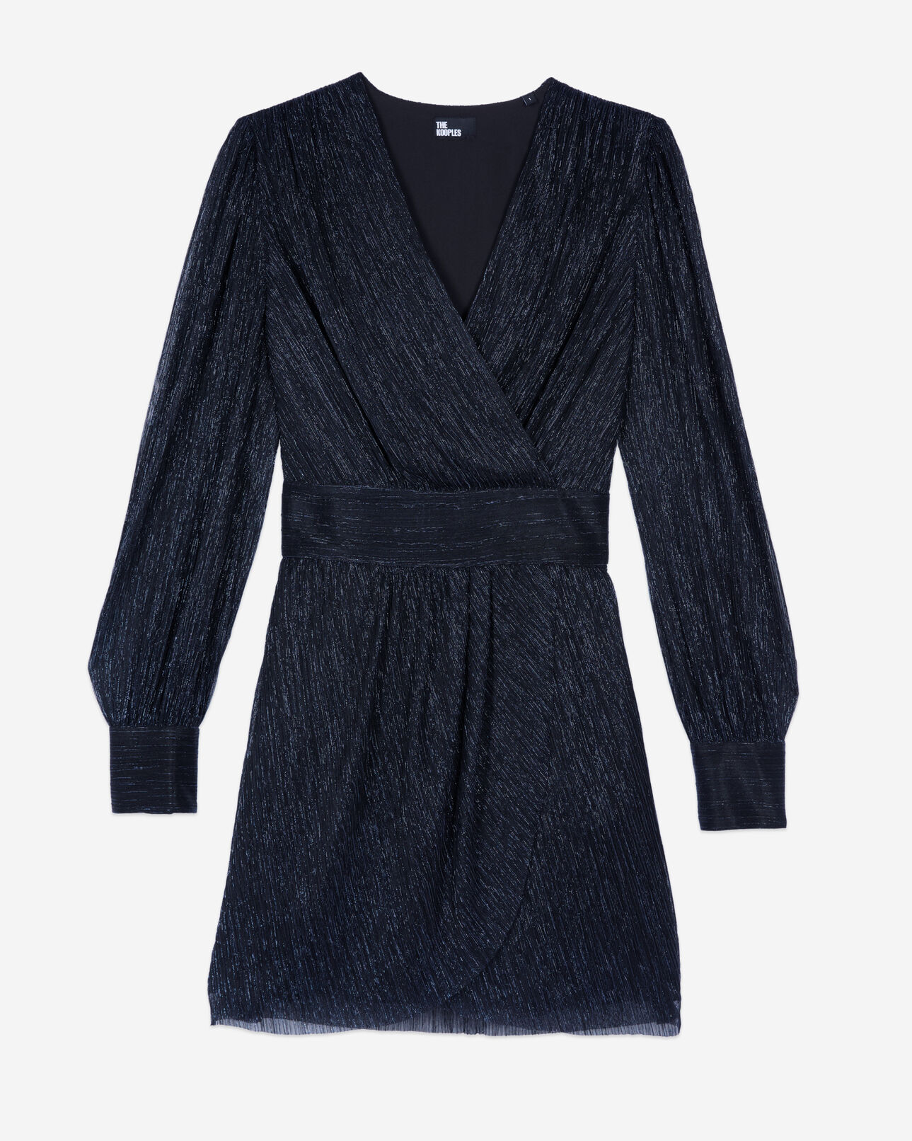 The Kooples WOMEN DARK NAVY navy blue metallic jersey short dress