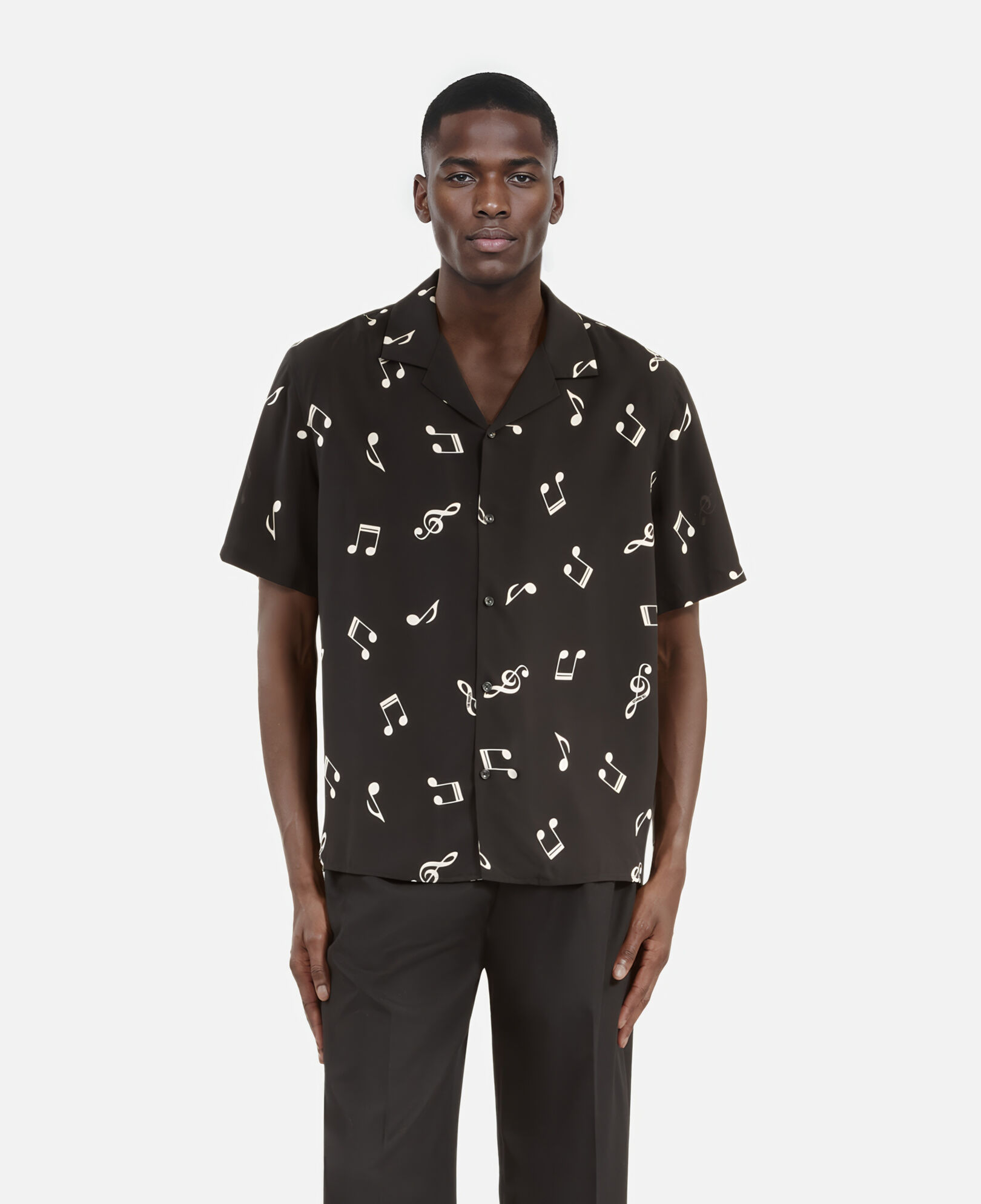 The Kooples MEN BLACK WHITE short-sleeved music print shirt