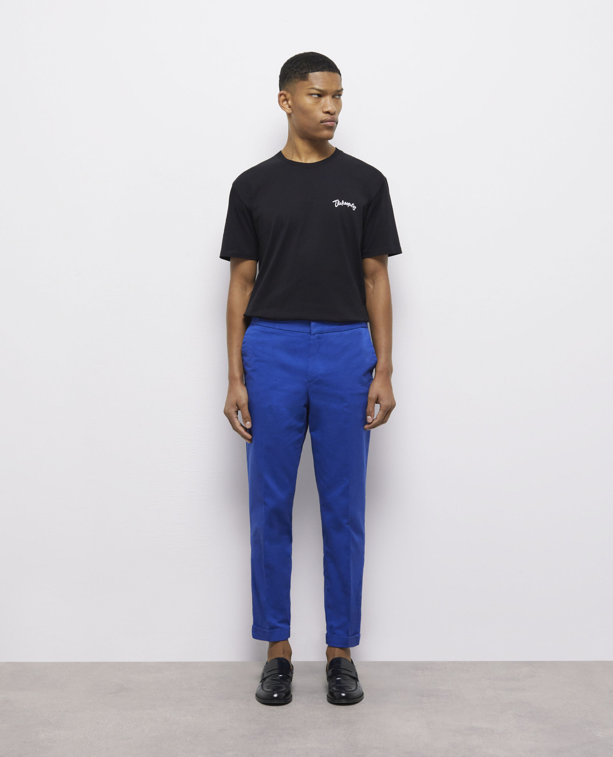 Pantalones azules algodón, BLUE, hi-res image number null