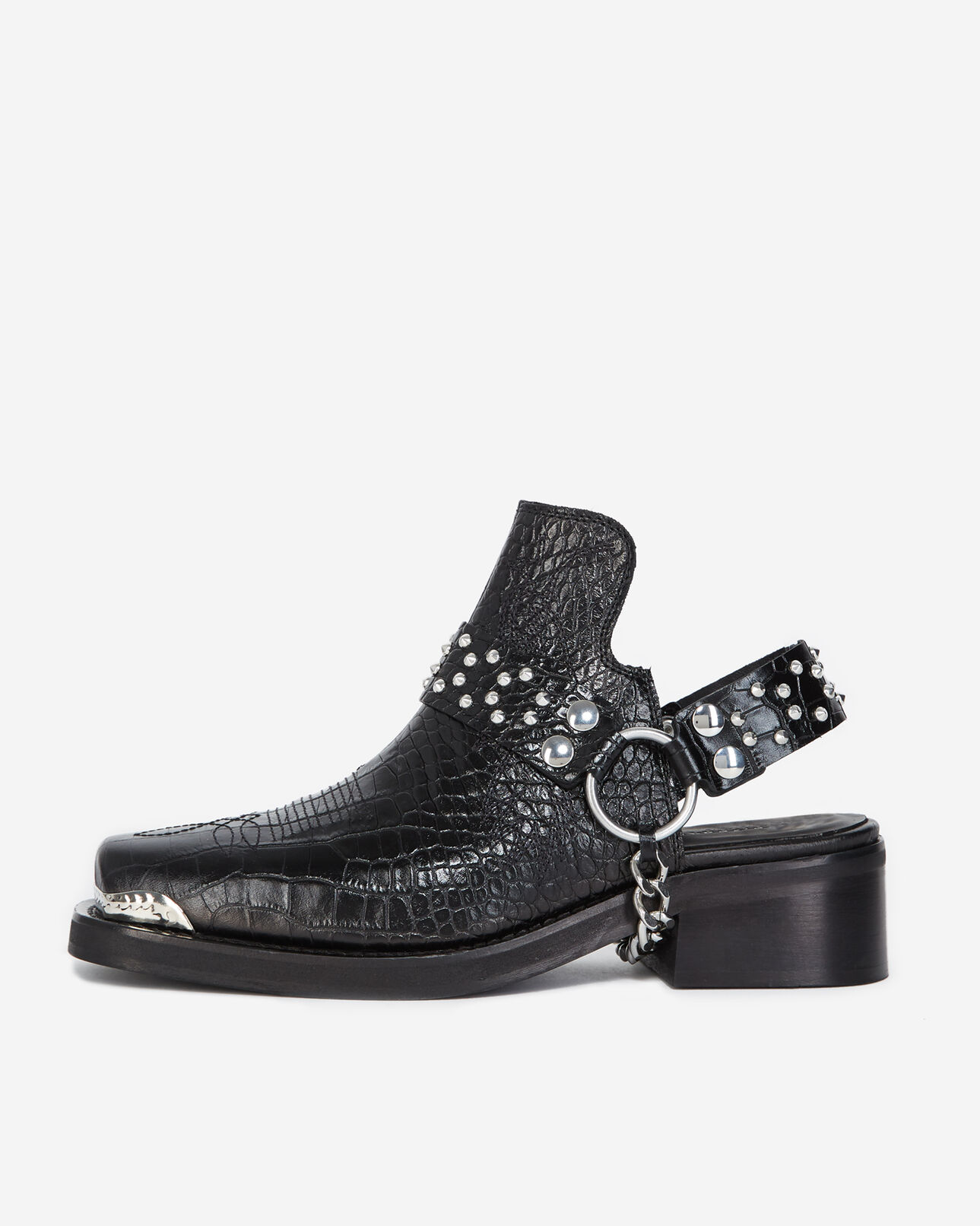The Kooples FEMME BLACK mules cuir noires détail western amovible