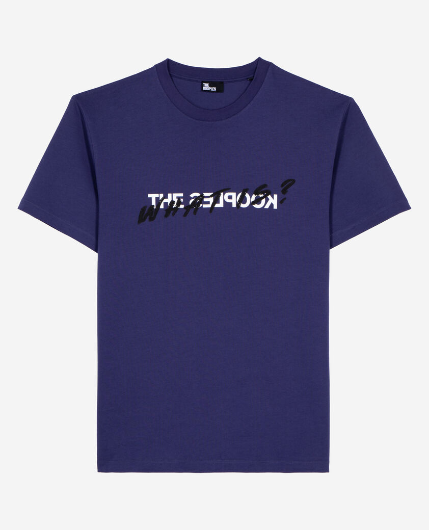 The Kooples HERREN BLUE ATLANTIQUE marineblaues t-shirt mit what-is-schriftzug
