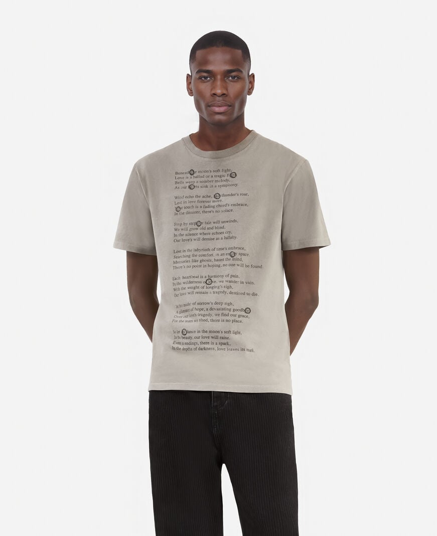 The Kooples MEN GREY MELANGE t-shirt with grey screen print