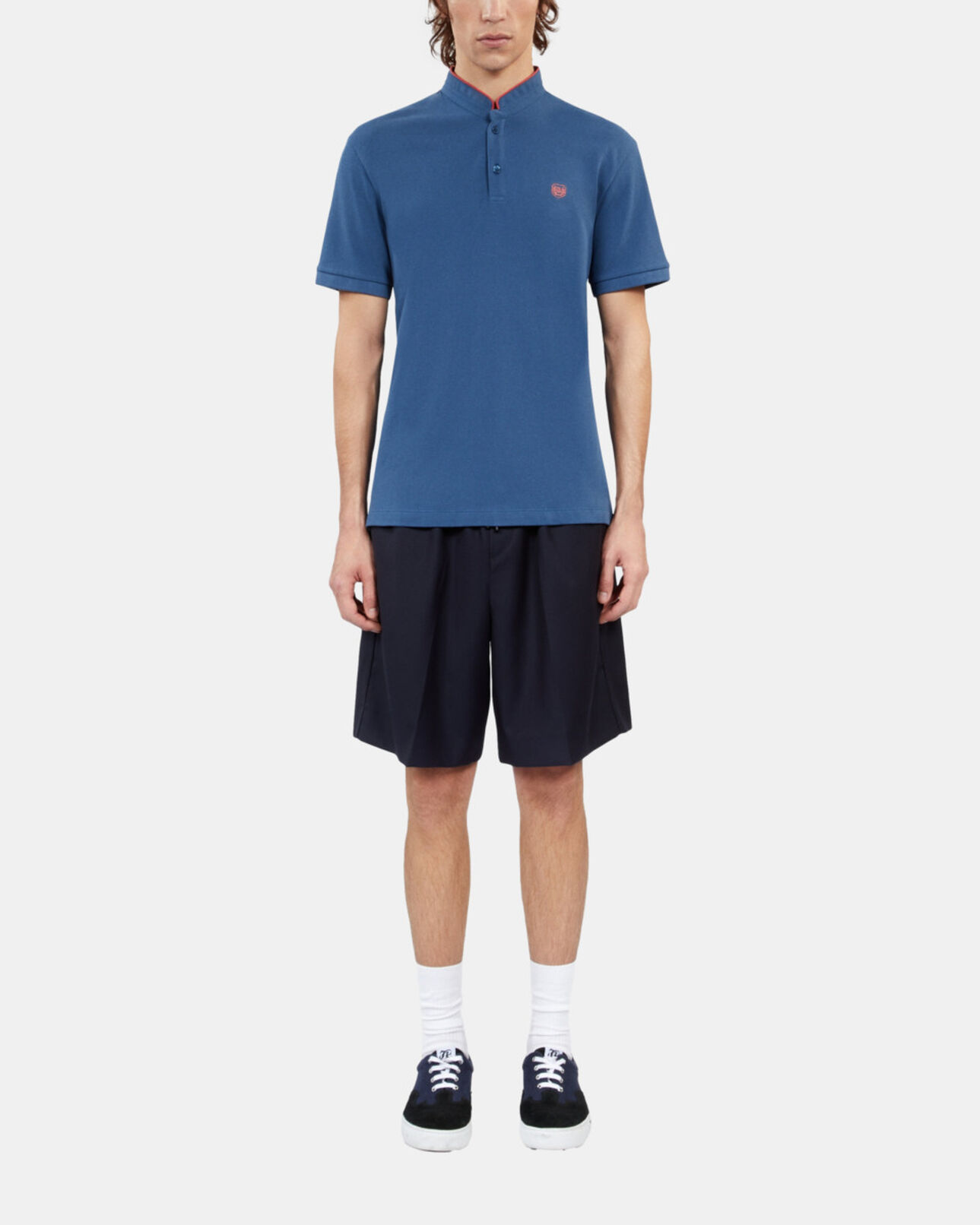 The Kooples MEN MIDDLE NAVY royal blue cotton pique polo t-shirt