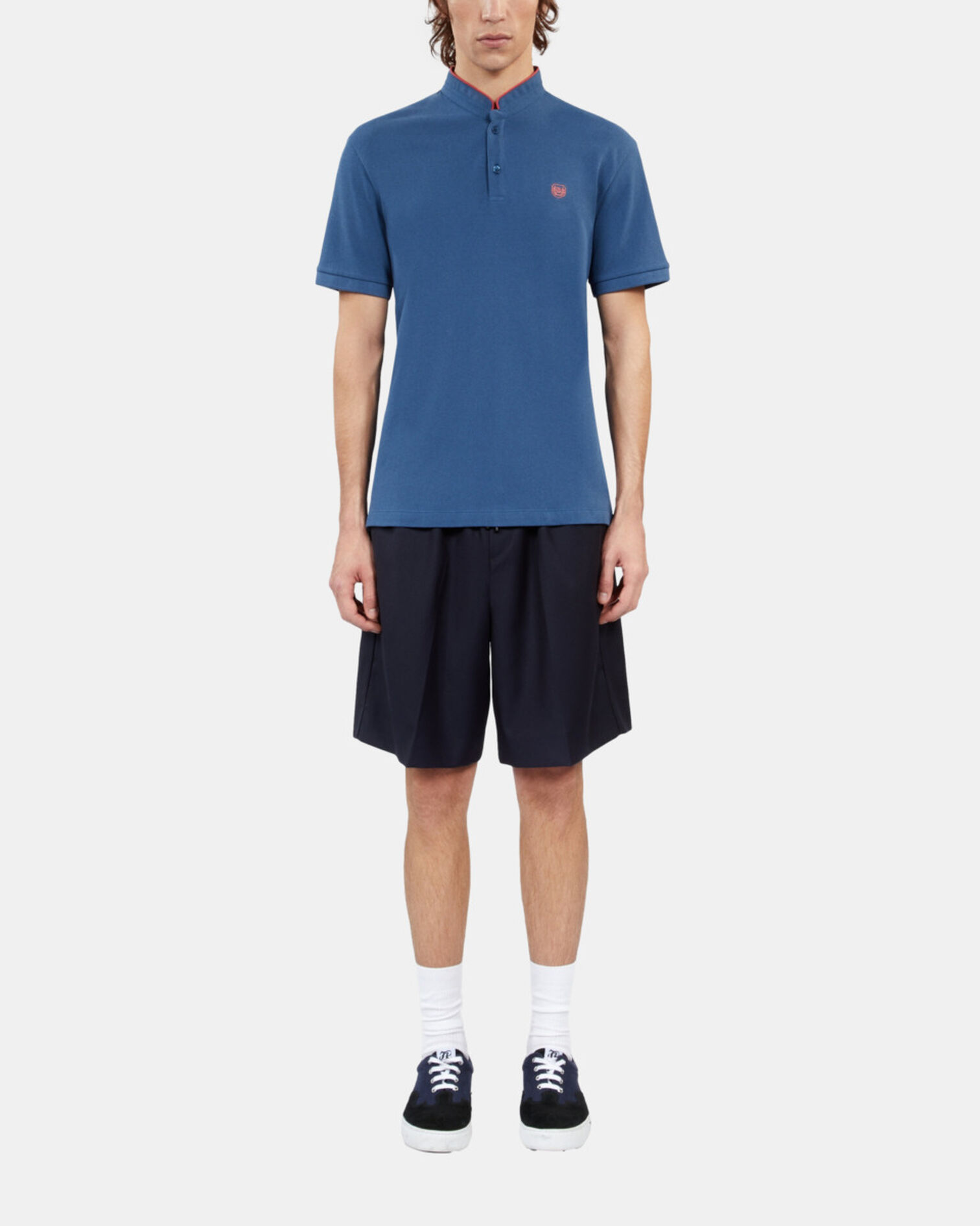 Royal blue cotton pique polo t-shirt, MIDDLE NAVY, hi-res image number null