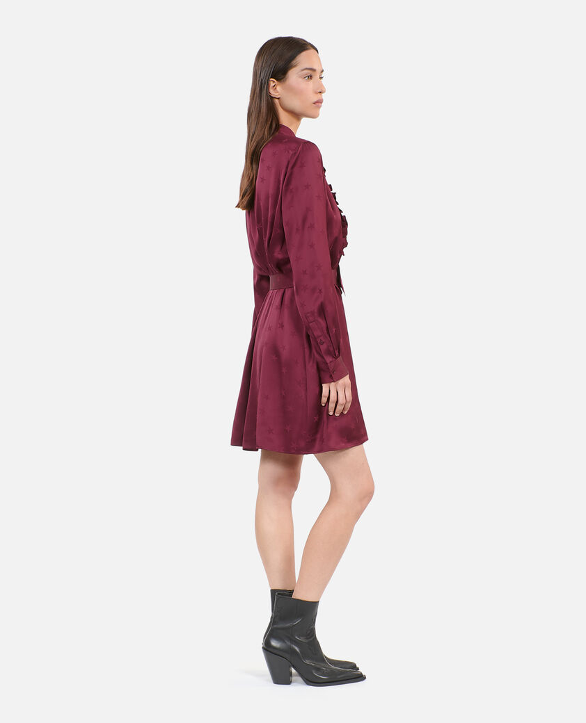 The Kooples FEMME BURGUNDY robe courte jacquard bordeaux