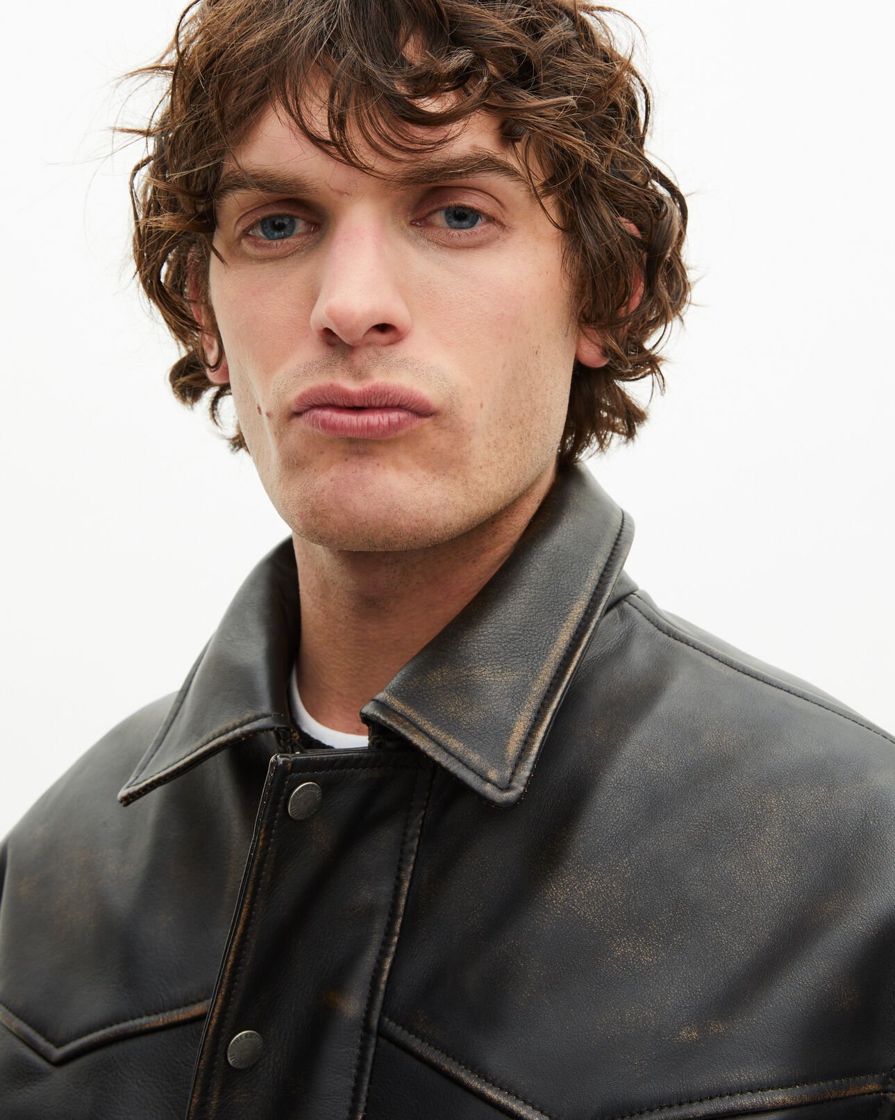 The Kooples MEN DARK BROWN brown leather jacket