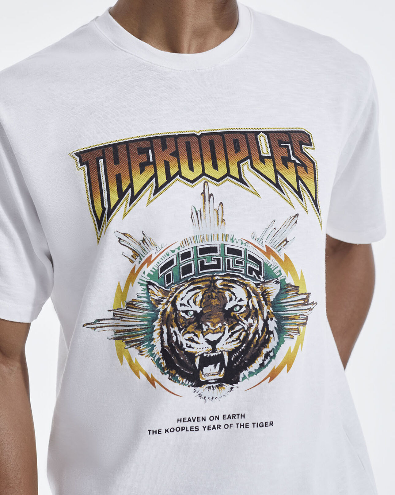 The Kooples HOMME WHITE t-shirt tigre rock blanc