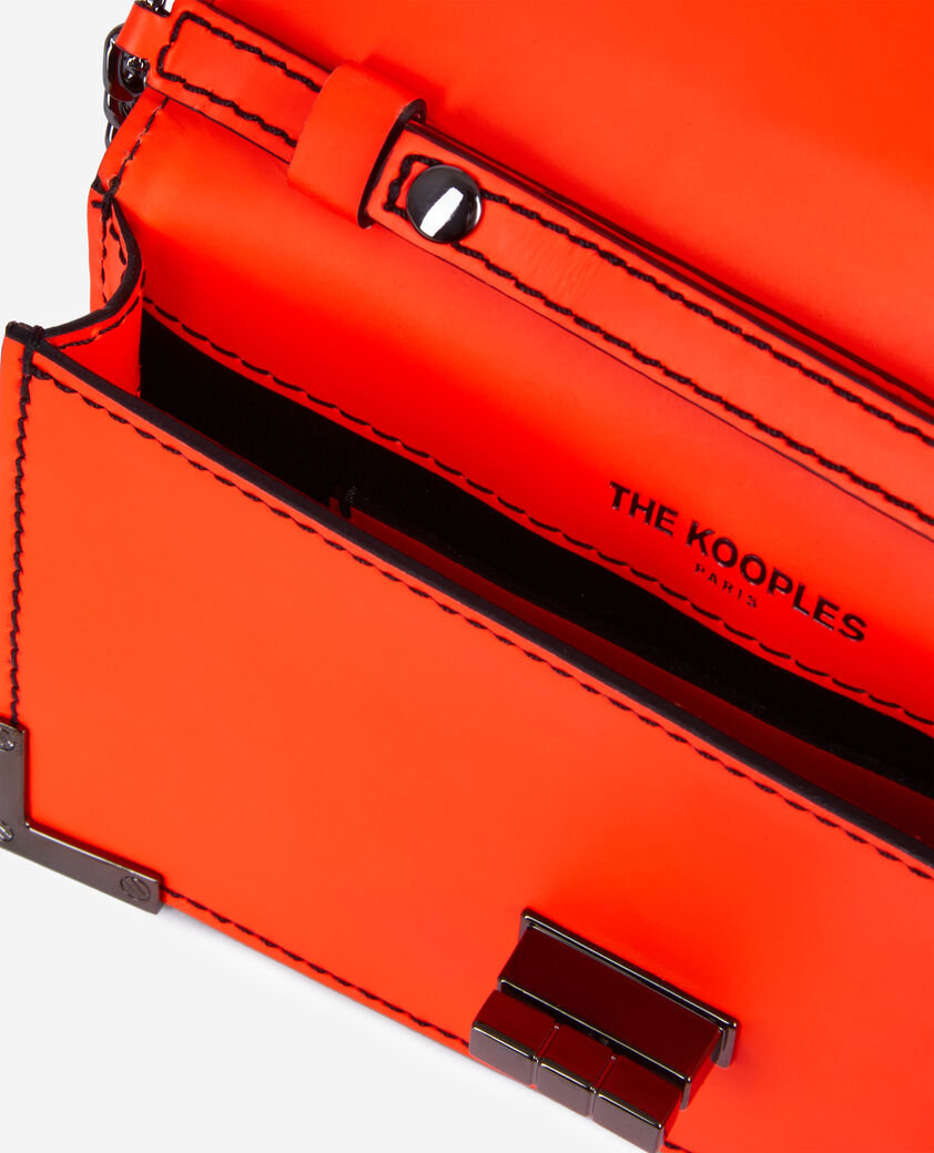 The Kooples WOMEN ORANGE FLUO small emily orange leather clutch bag