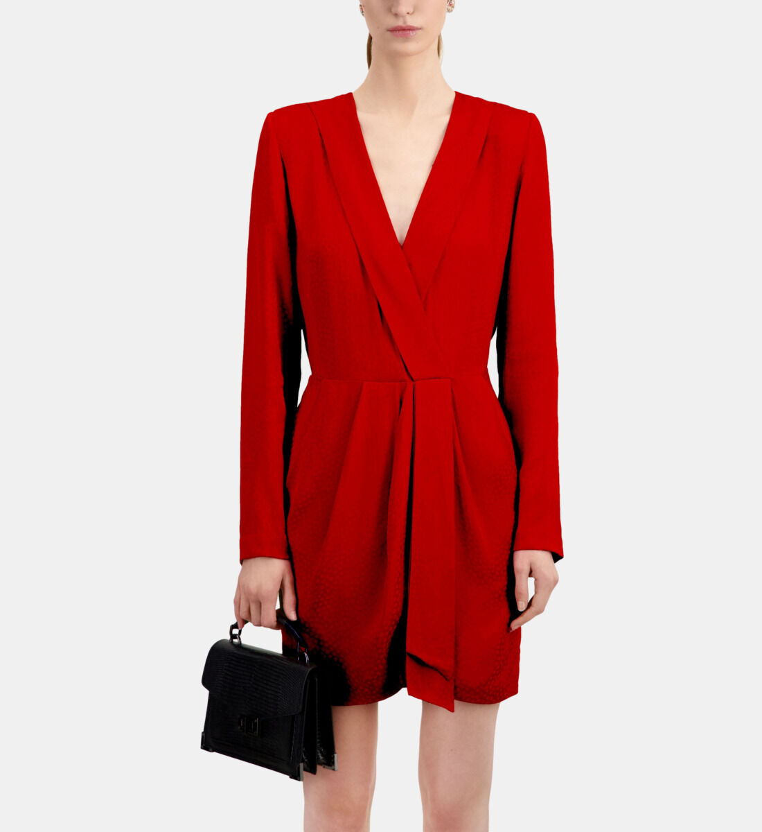 Short red jacquard polka dot dress The Kooples