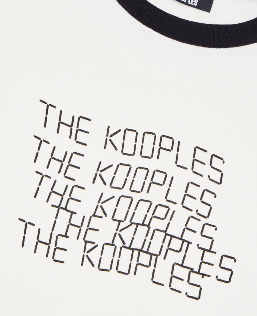 The Kooples DAMEN ECRU ecrufarbenes t-shirt mit tk waves-siebdruck