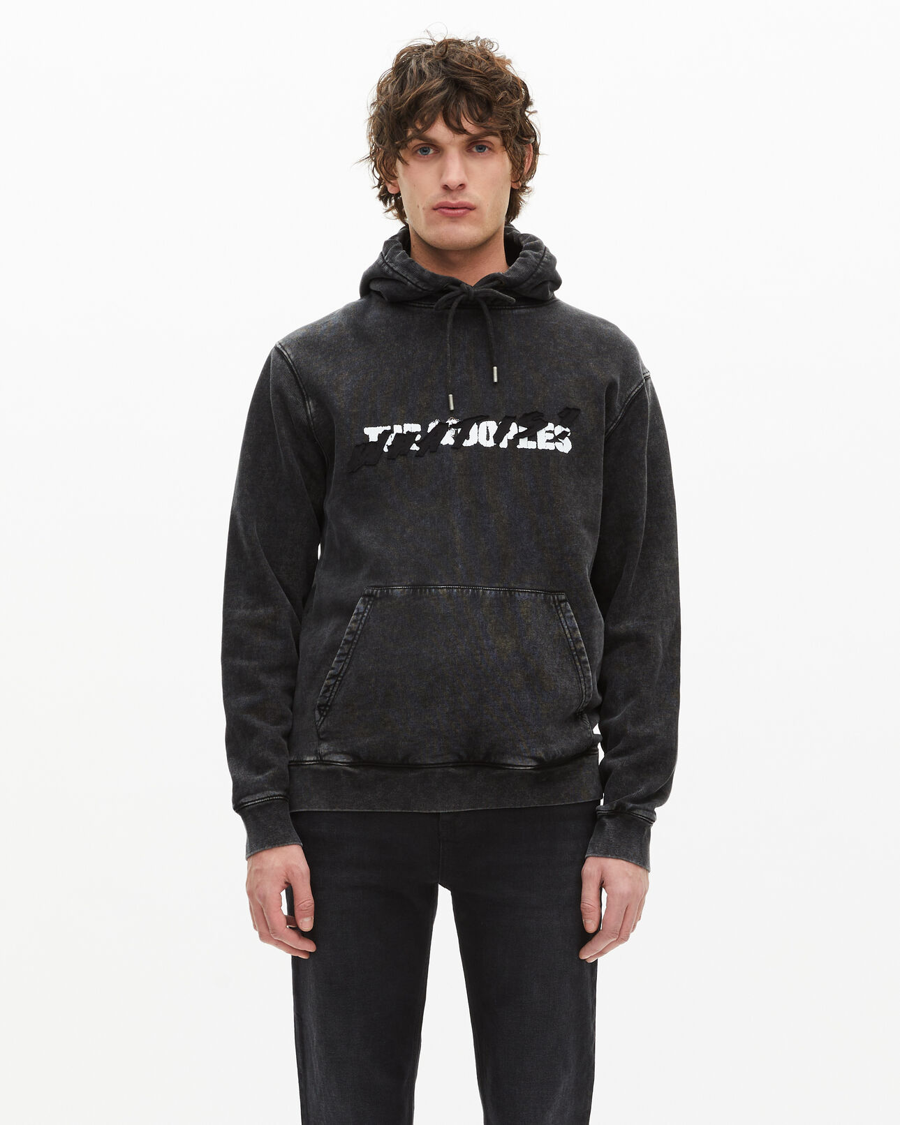 The Kooples HOMME BLACK WASHED sweatshirt à capuche what is noir