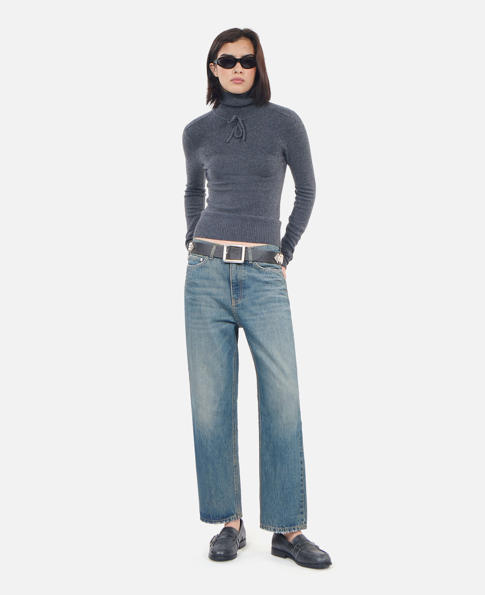 The Kooples FEMME ANTHRACITE MELANGE pull en cachemire gris