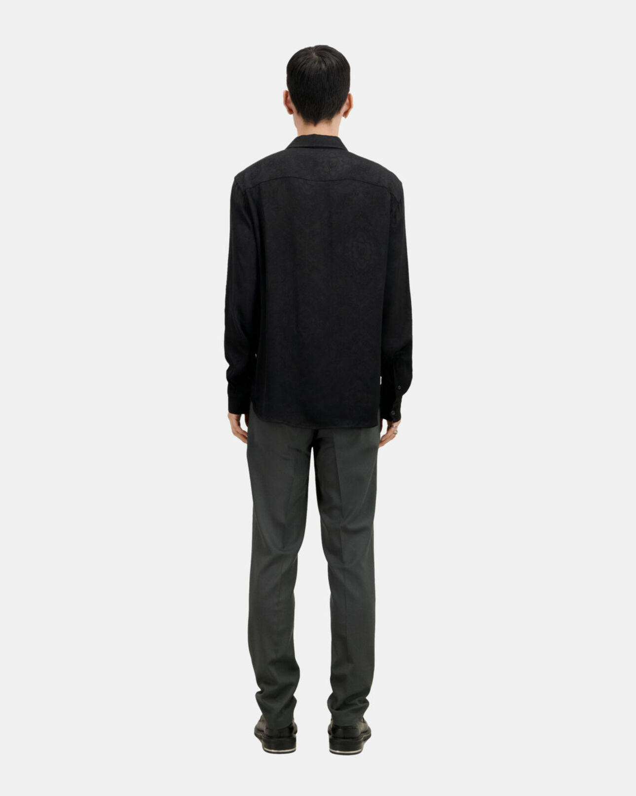 The Kooples HERREN BLACK schwarzes jacquard-hemd mit totenköpfen