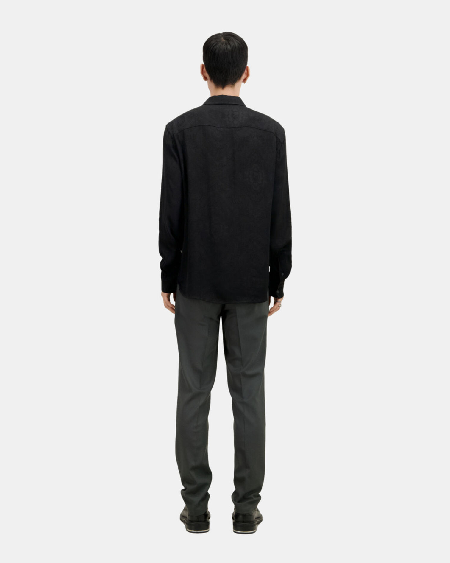 Schwarzes Jacquard-Hemd mit Totenköpfen, BLACK, hi-res image number null