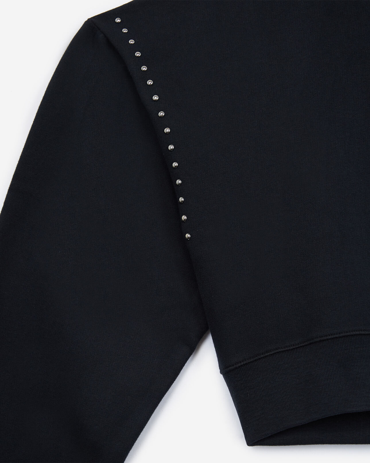 The Kooples WOMEN BLACK cropped black fleece sweatshirt with studs