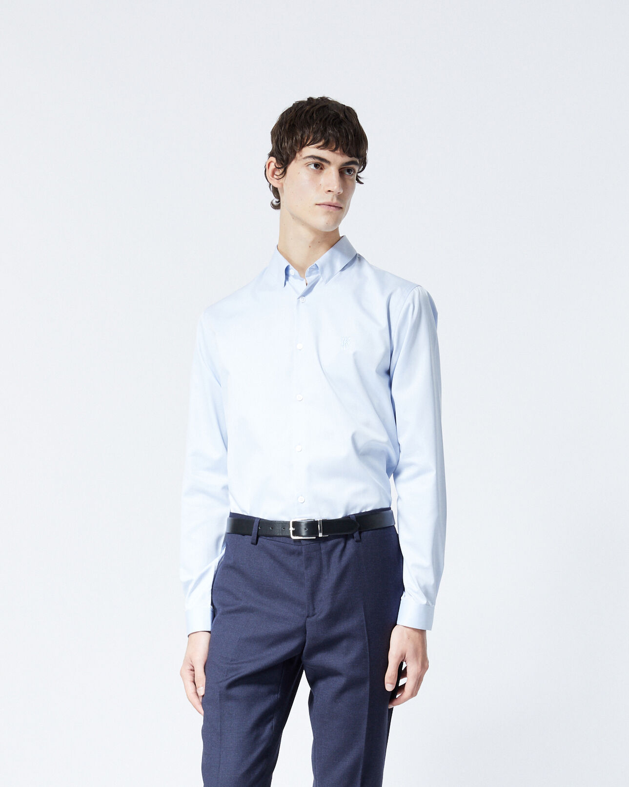 The Kooples MEN SKY blue classic-collar shirt w/embroidered logo