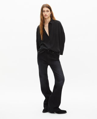 The Kooples FEMME BLACK WASHED jean flare noir
