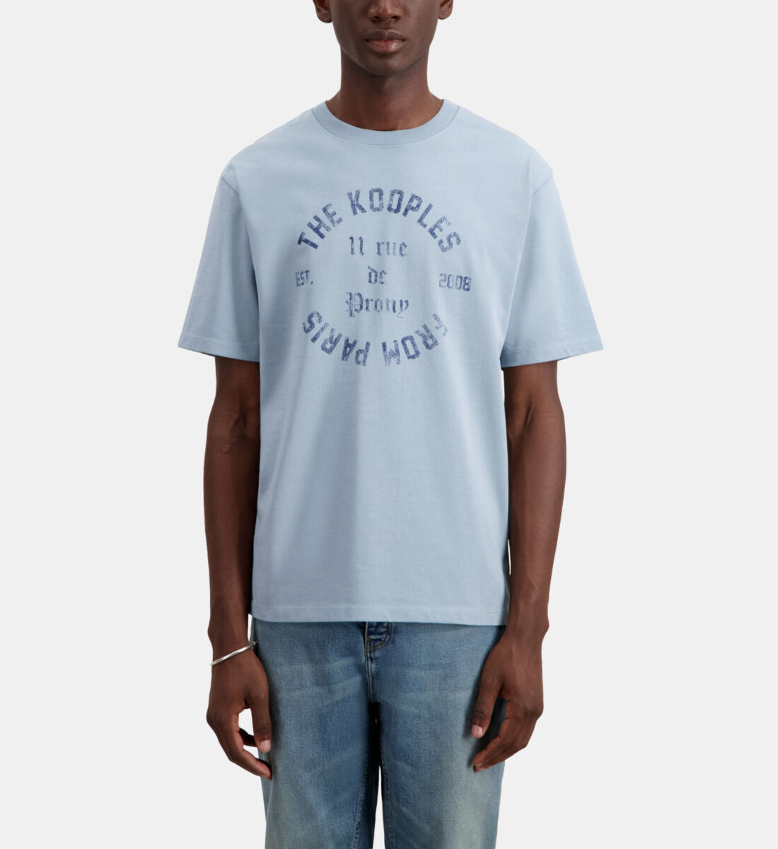 T shirt Homme bleu clair avec s rigraphie 11 Rue de Prony The