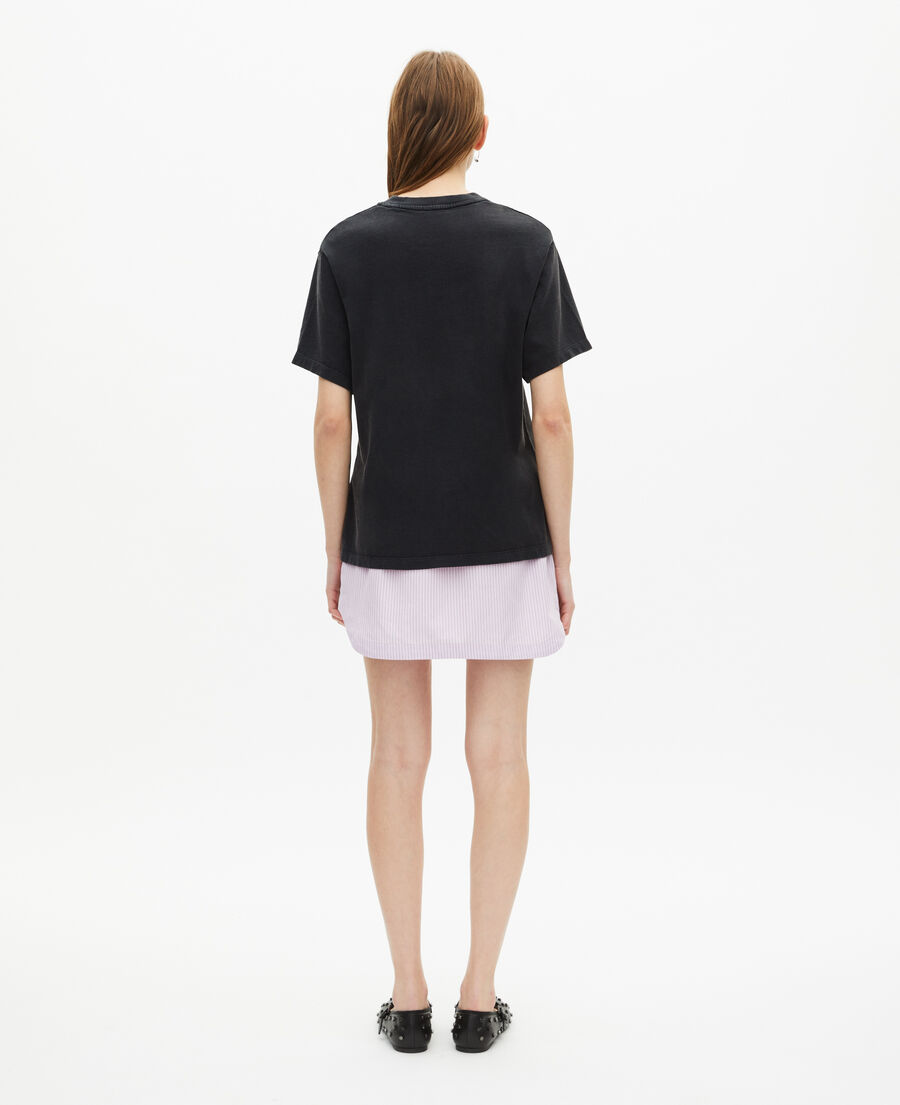 The Kooples WOMEN BLACK WASHED t-shirt with faded black rhinestone screen print