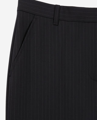 The Kooples F BLACK WHITE black striped wool-blend suit trousers