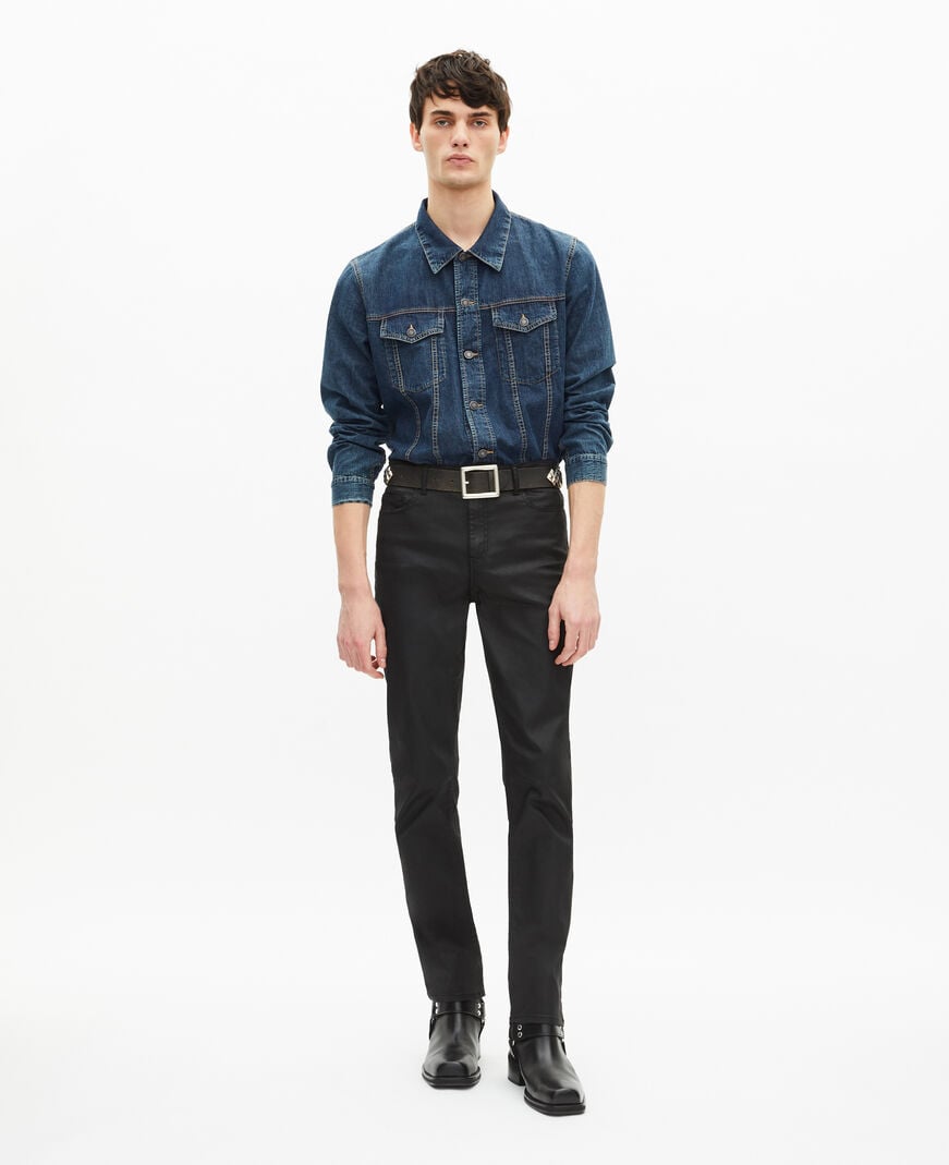 The Kooples MEN MEDIUM BLUE long-sleeved denim shirt