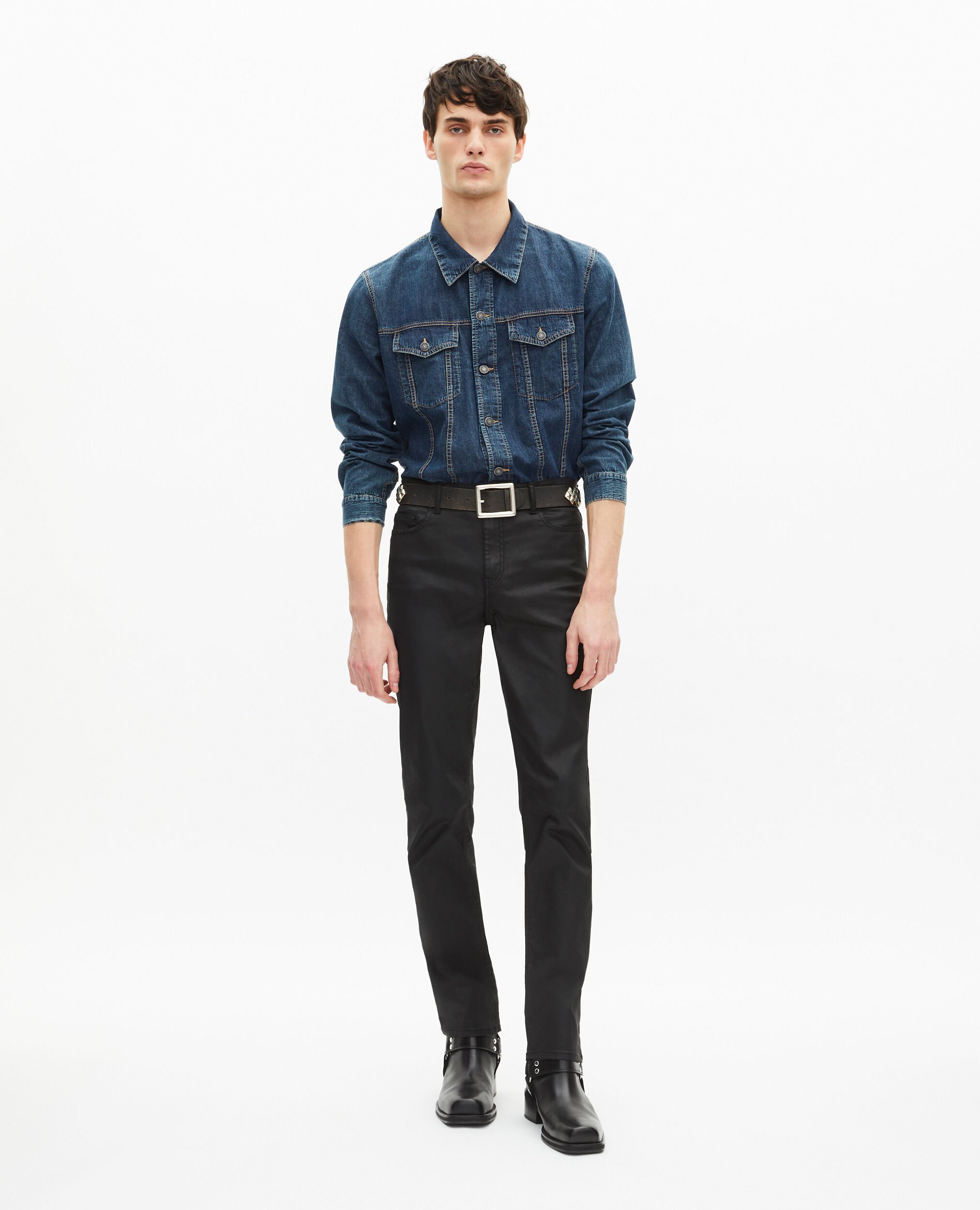 Long-sleeved denim shirt, MEDIUM BLUE, hi-res image number null