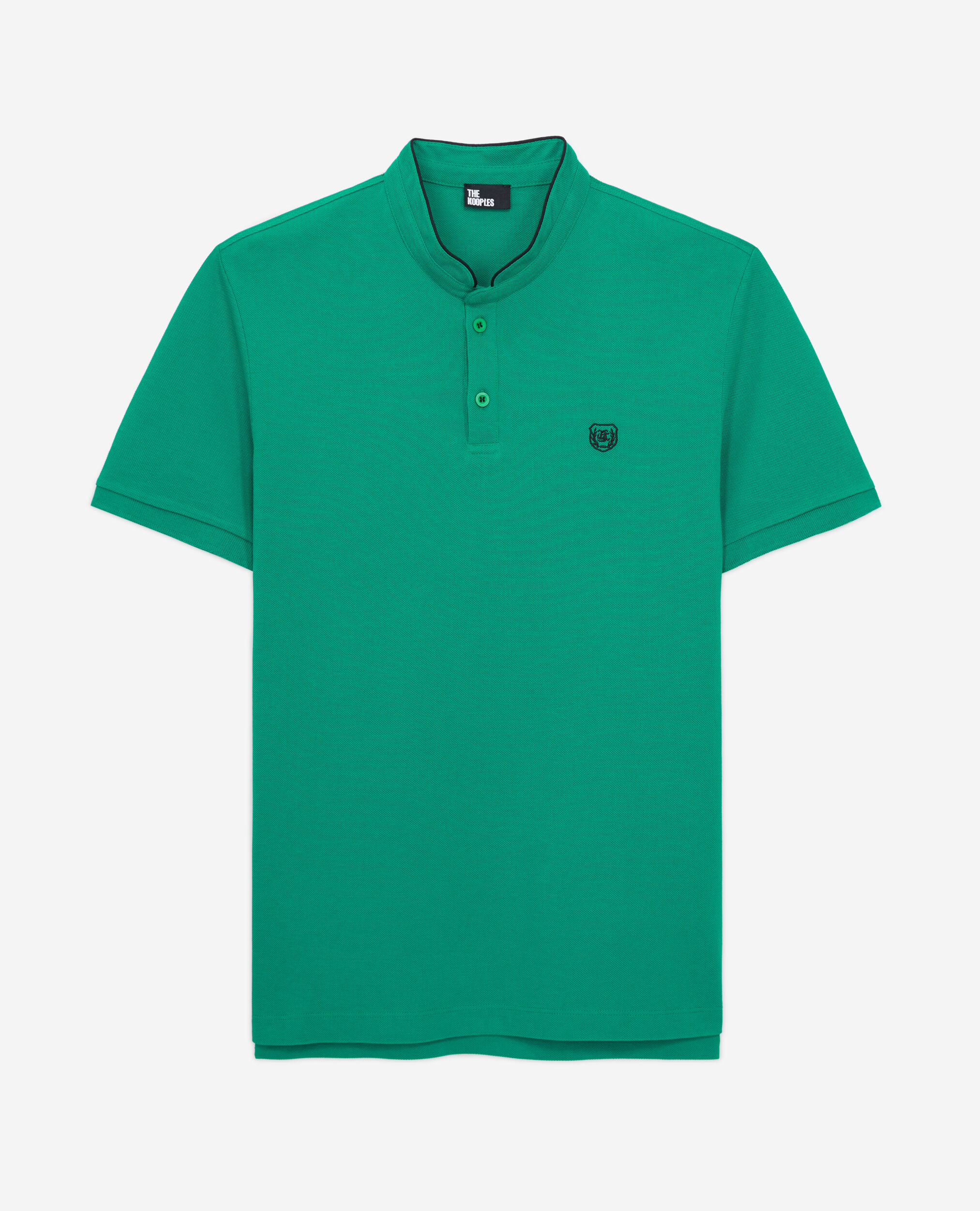 Green officer collar polo shirt, APPLE, hi-res image number null