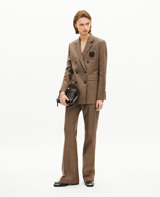 The Kooples F CAMEL double-breasted wool suit jacket with camel crest