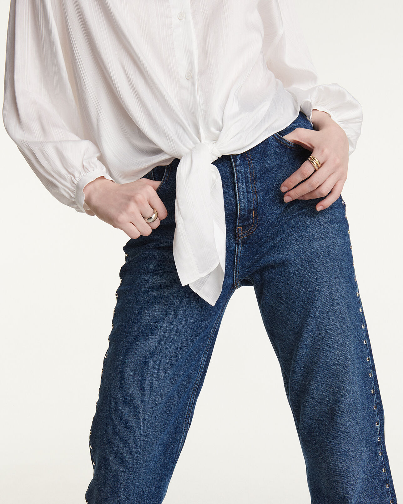 The Kooples FEMME ECRU top fluide écru large à détail noué