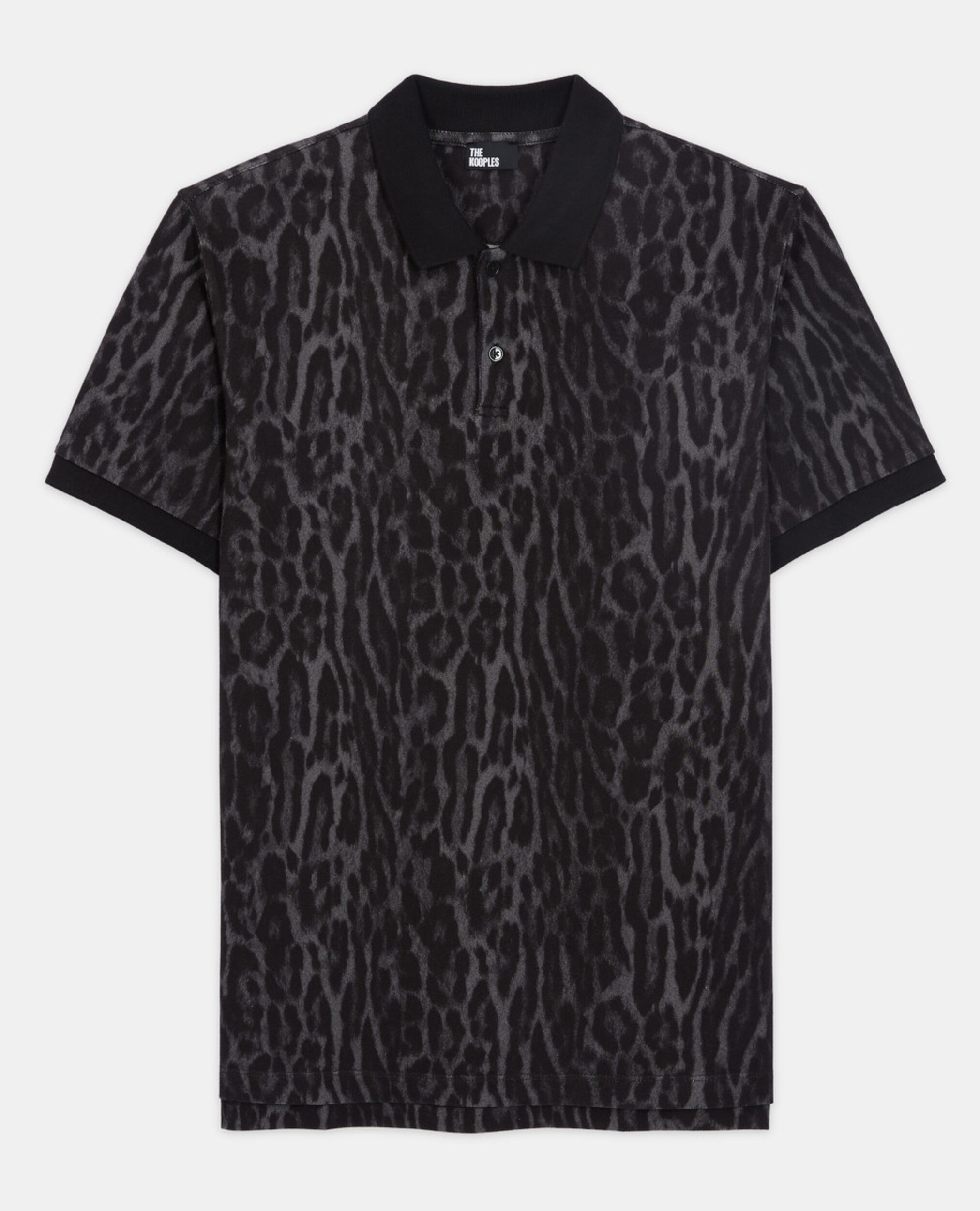 Klassisches Poloshirt mit Leopardenmuster, BLACK, hi-res image number null