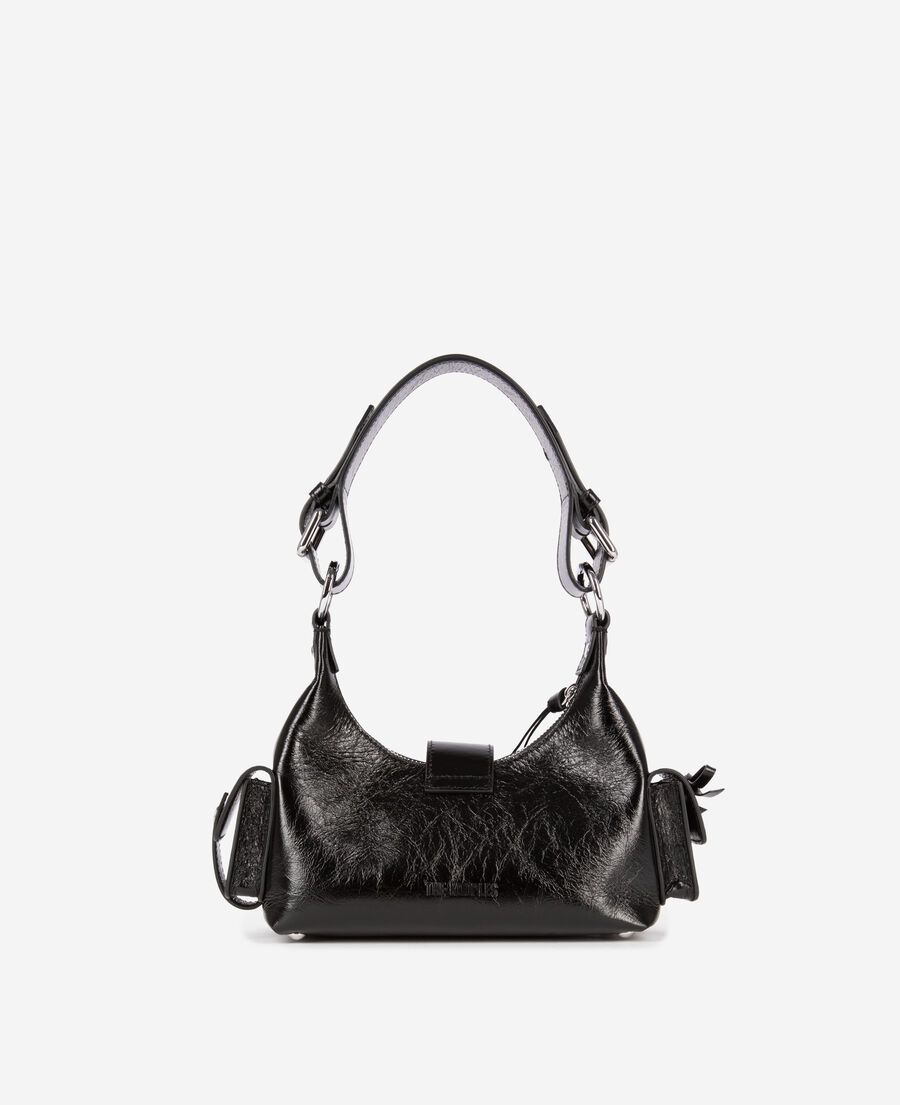 The Kooples WOMEN BLACK amelia small bag in black cracked leather